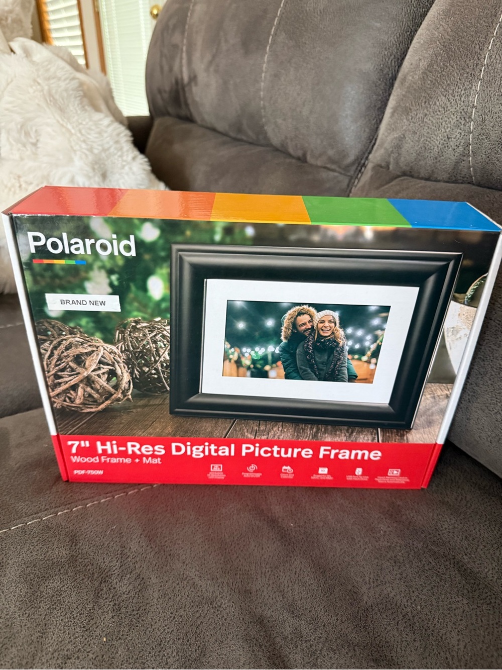 Polaroid Black Digital Picture Frame with Red Accent Box